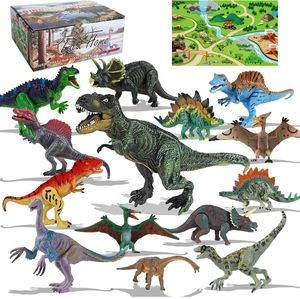 19 Pcs 5" to 9" Jurassic Park Dinosaurs with Rocks & Large Play Mat set